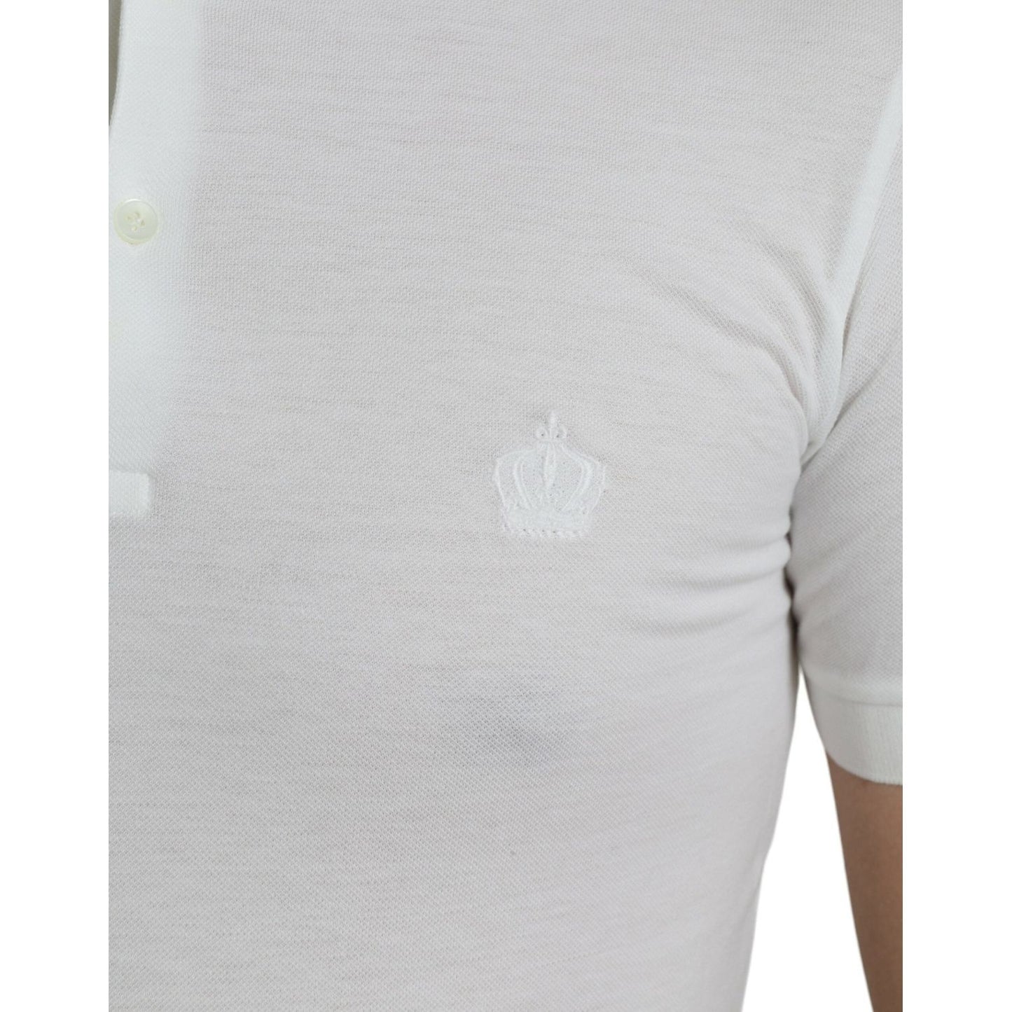 Dolce & Gabbana Crown Embroidered White Cotton Polo Dolce & Gabbana