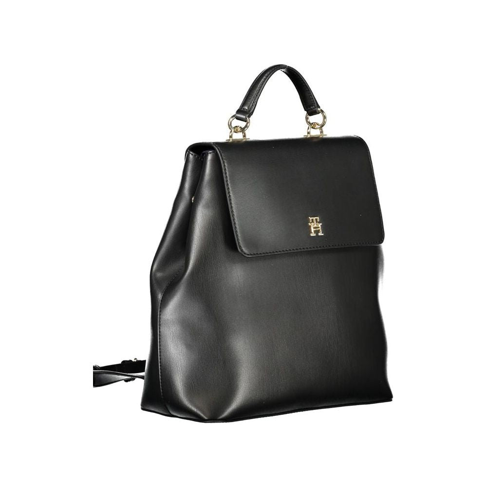 Tommy Hilfiger Eco-Chic Black Backpack with Automatic Closure Tommy Hilfiger