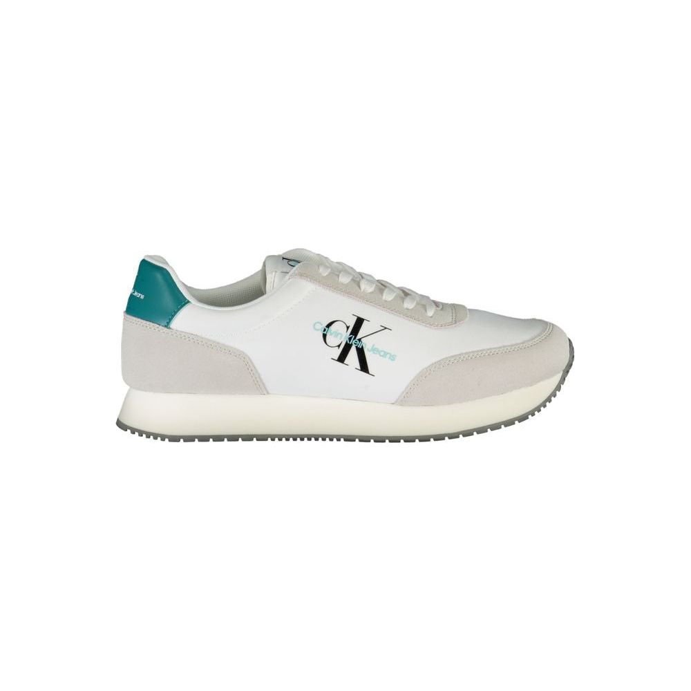 Calvin Klein Elegant White Lace-Up Sneakers with Contrasting Detail Calvin Klein