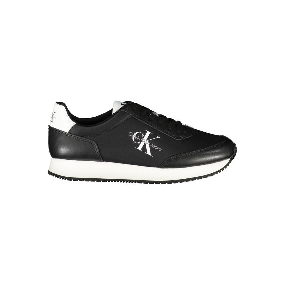 Calvin Klein Sleek Black Lace-Up Sneakers with Contrast Details