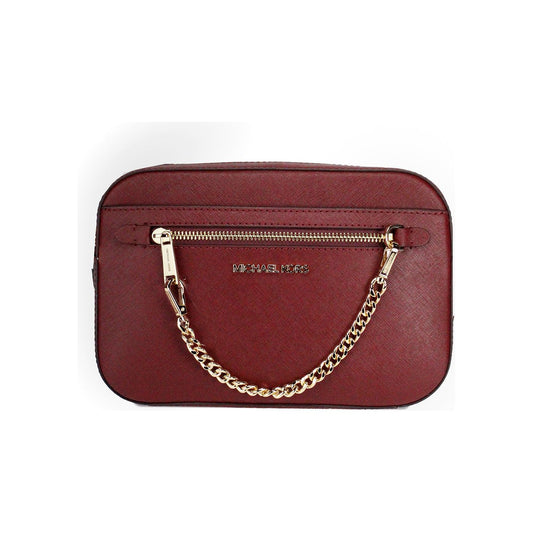 Michael Kors Jet Set East West Large Dark Cherry Leather Zip Chain Crossbody Bag Michael Kors