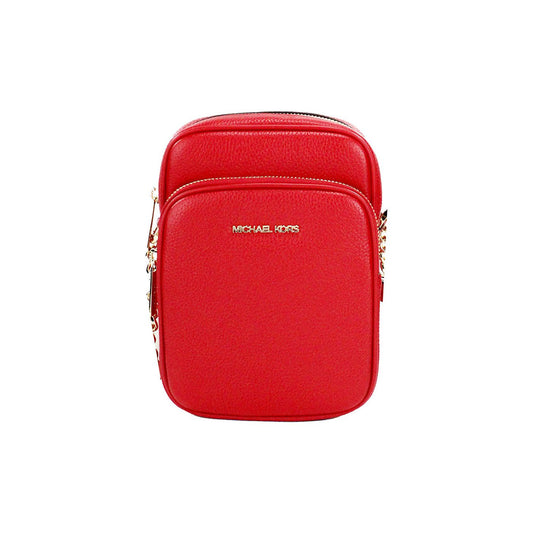 Michael Kors Jet Set Bright Red Pebbled Leather North South Chain Crossbody Bag Michael Kors