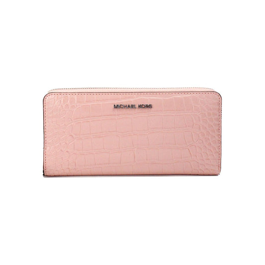 Michael Kors Jet Set Large Pink Animal Print Leather Continental Wrist Wallet Michael Kors