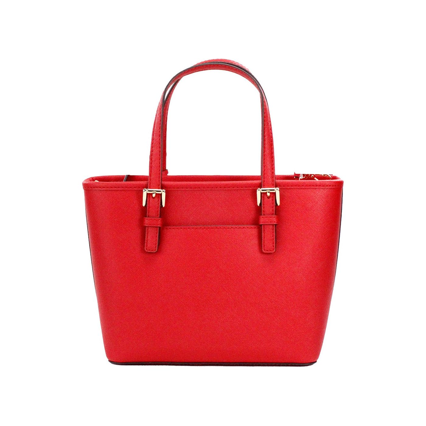 Michael Kors Jet Set Bright Red Leather XS Carryall Top Zip Tote Bag Purse Michael Kors