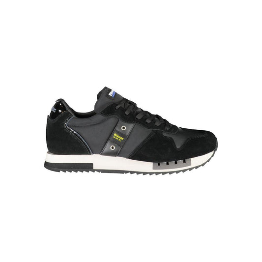 Blauer Chic Black Lace-up Sneakers with Contrast Detail Blauer