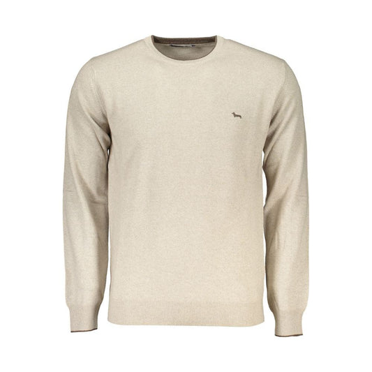 Harmont & Blaine Beige Crew Neck Luxury Sweater with Embroidery Harmont & Blaine