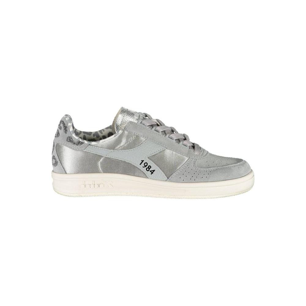 Diadora Sparkling Gray Lace-Up Sneakers with Swarovski Crystals Diadora