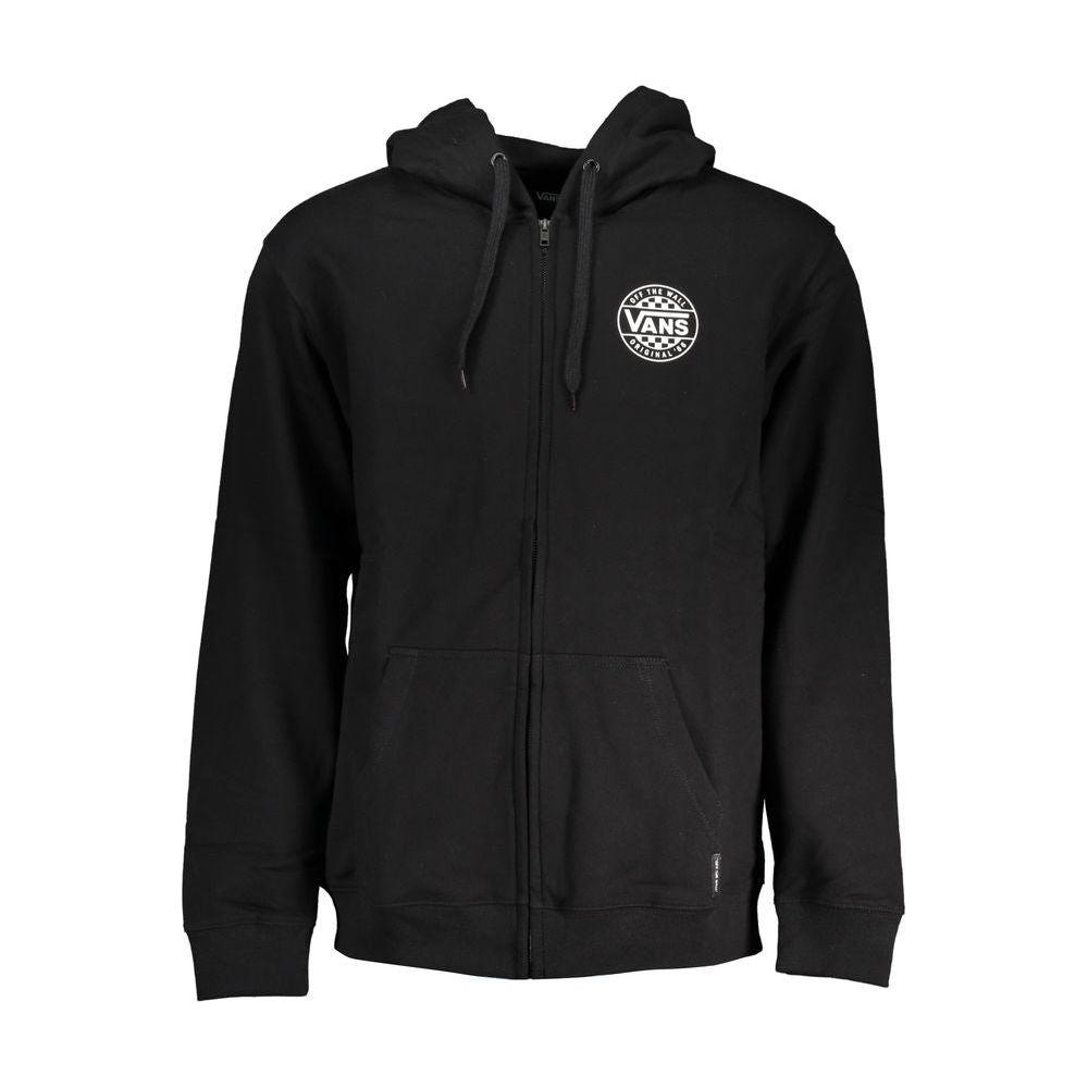 Vans Sleek Black Zip Hoodie with Logo Print