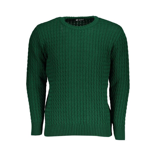 U.S. Grand Polo Twist-Knit Green Crew Neck Sweater U.S. Grand Polo