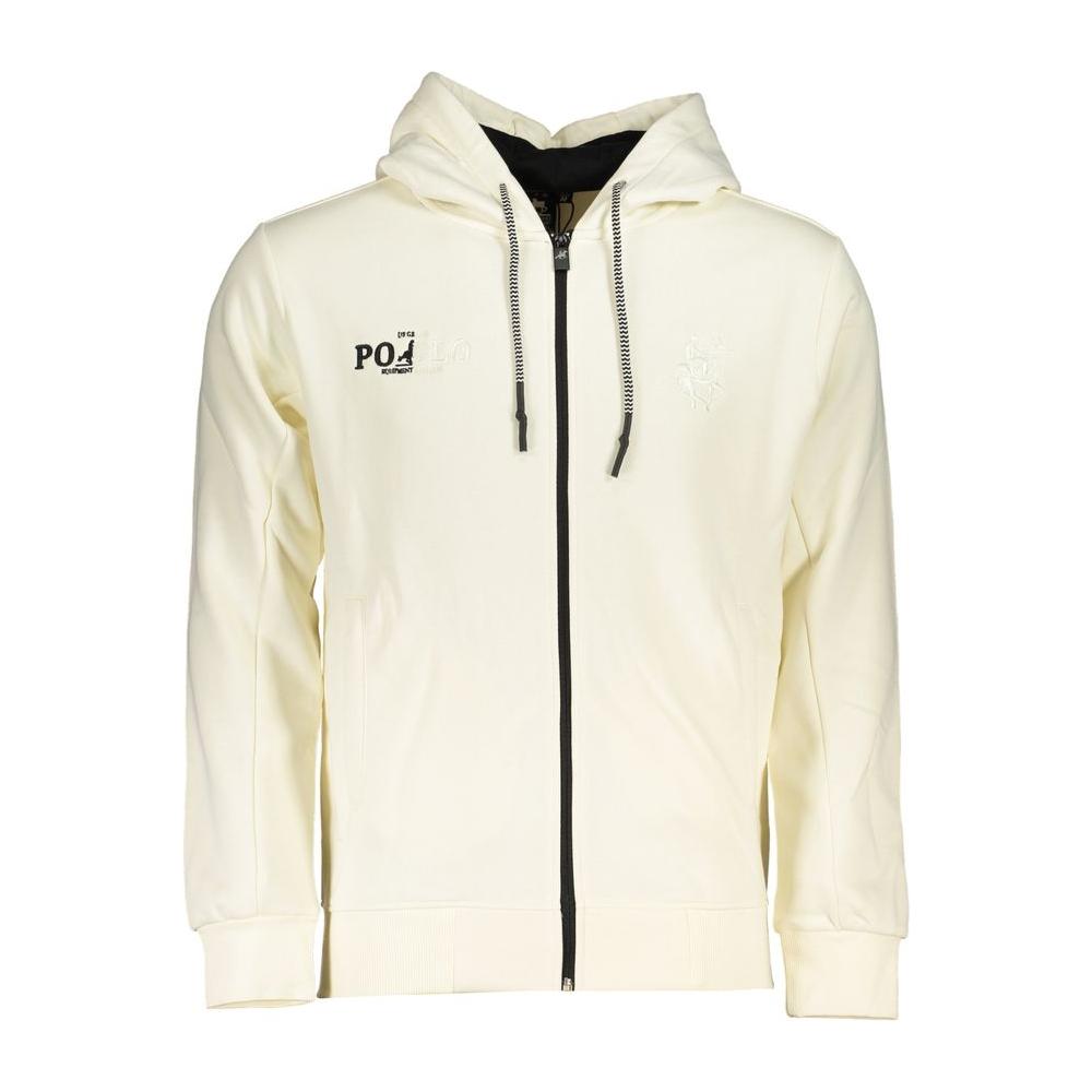 U.S. Grand Polo Chic White Hooded Sweatshirt With Embroidery U.S. Grand Polo