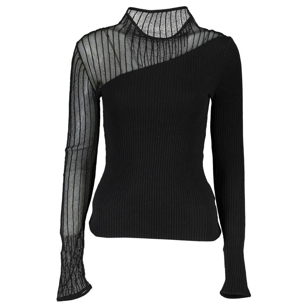 Patrizia Pepe Elegant Crew Neck Sweater with Contrast Details