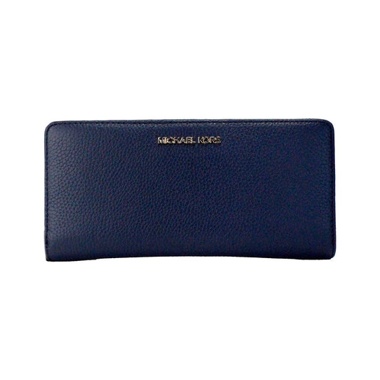 Michael Kors Jet Set Travel Large Navy Pebbled Leather Continental Wrist Wallet Michael Kors