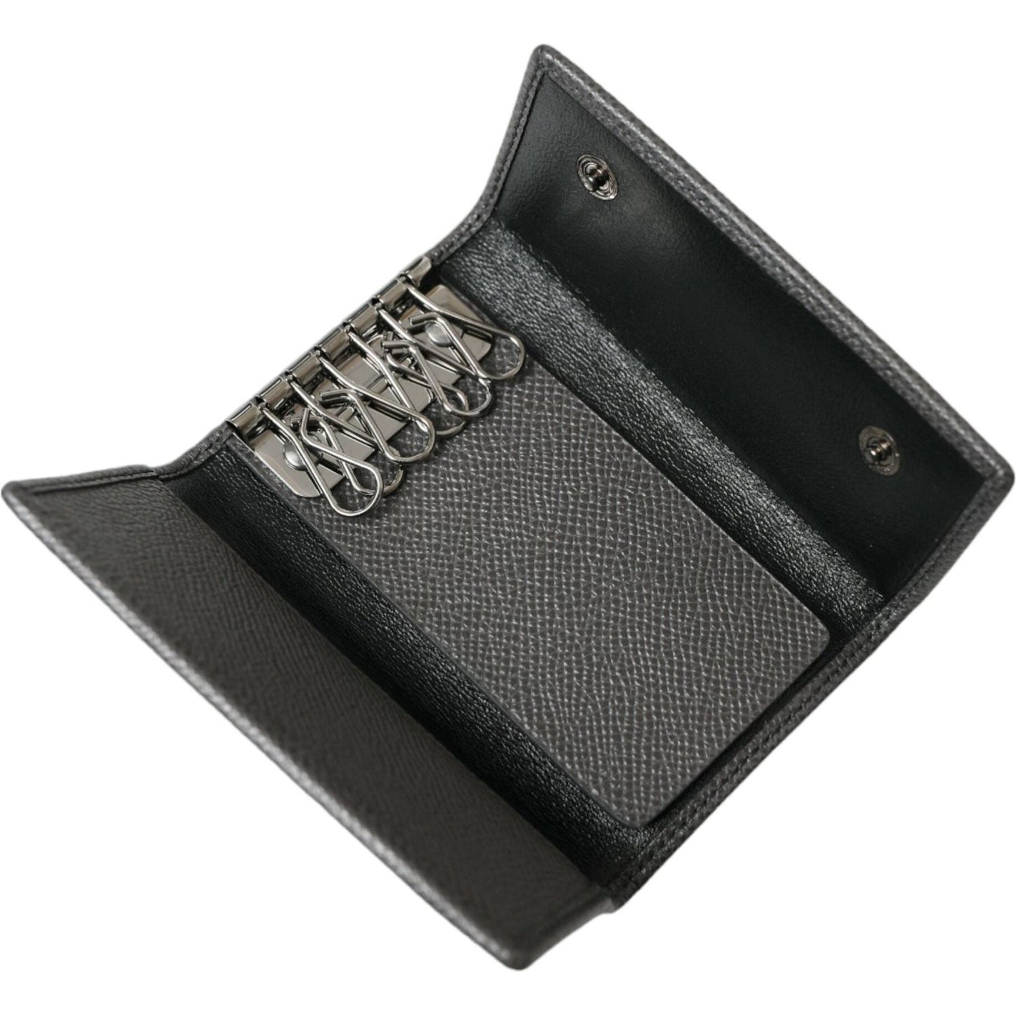 Dolce & Gabbana Chic Gray Leather Trifold Key Holder Dolce & Gabbana