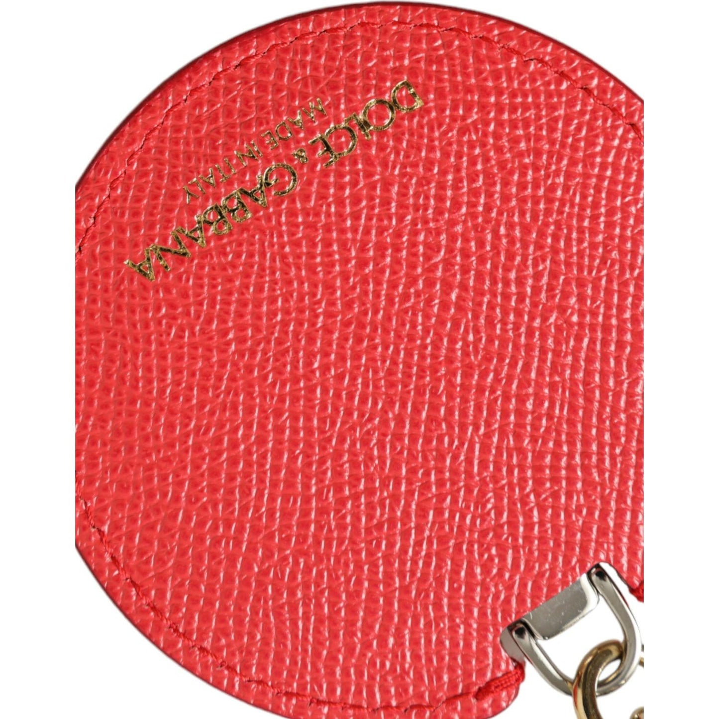 Dolce & Gabbana Elegant Red Leather Keychain with Gold Accents Dolce & Gabbana