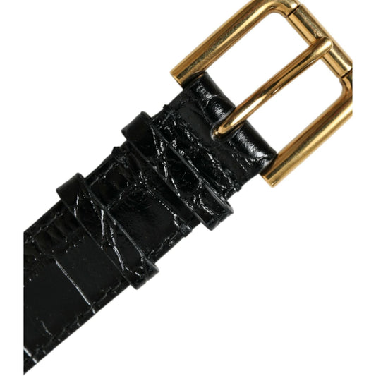 Dolce & Gabbana Elegant Gold Black Leather Bracelet Dolce & Gabbana