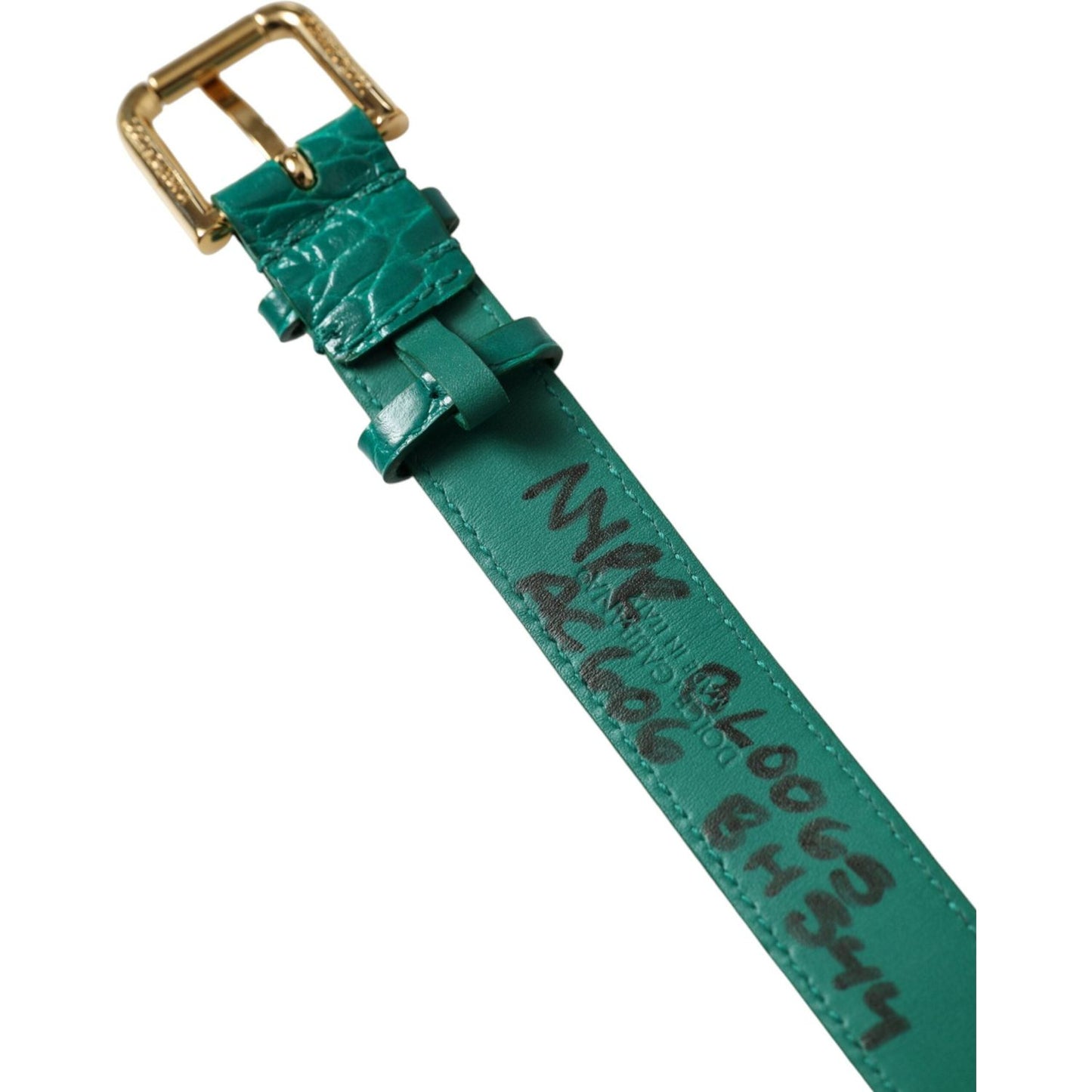 Dolce & Gabbana Elegant Green Leather Neck Band Dolce & Gabbana