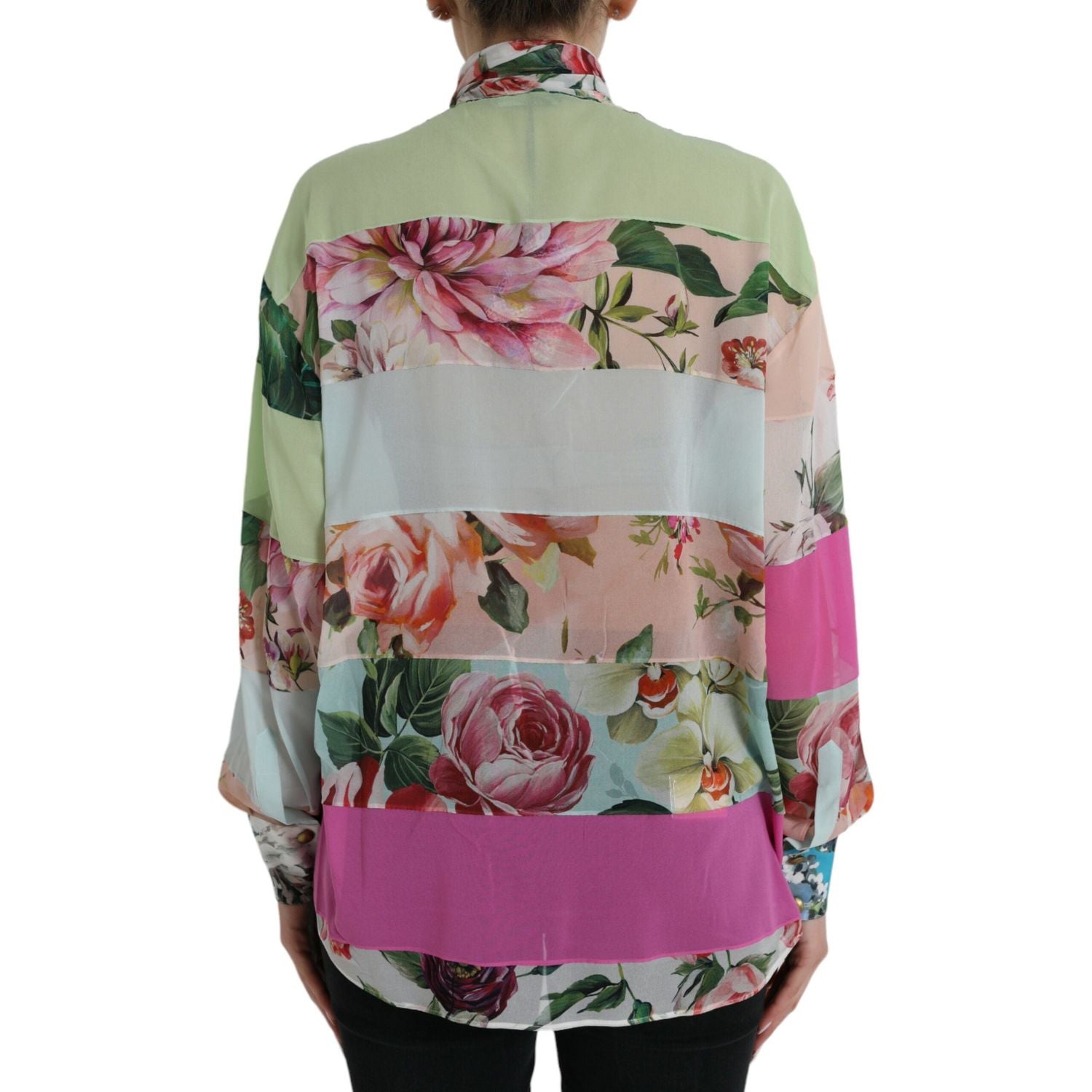 Dolce & Gabbana Elegant Multicolor Silk Blend Long Sleeve Top