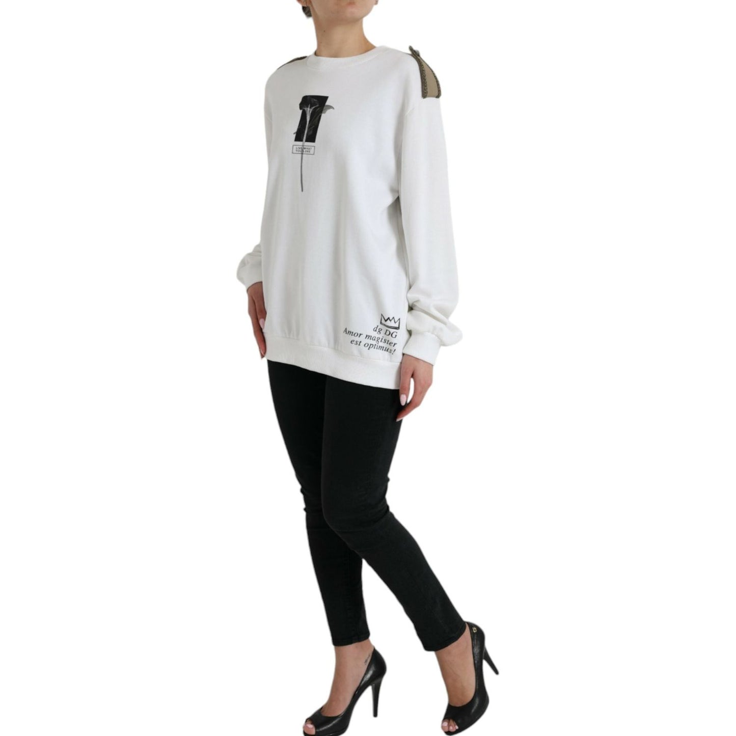 Dolce & Gabbana Chic Black and White Crew Neck Sweater Dolce & Gabbana