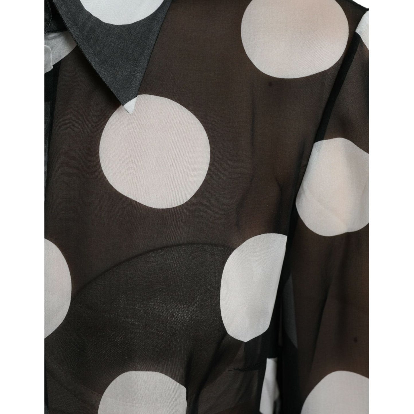 Dolce & Gabbana Silk Collared Button-Up Blouse in Black & White Dolce & Gabbana