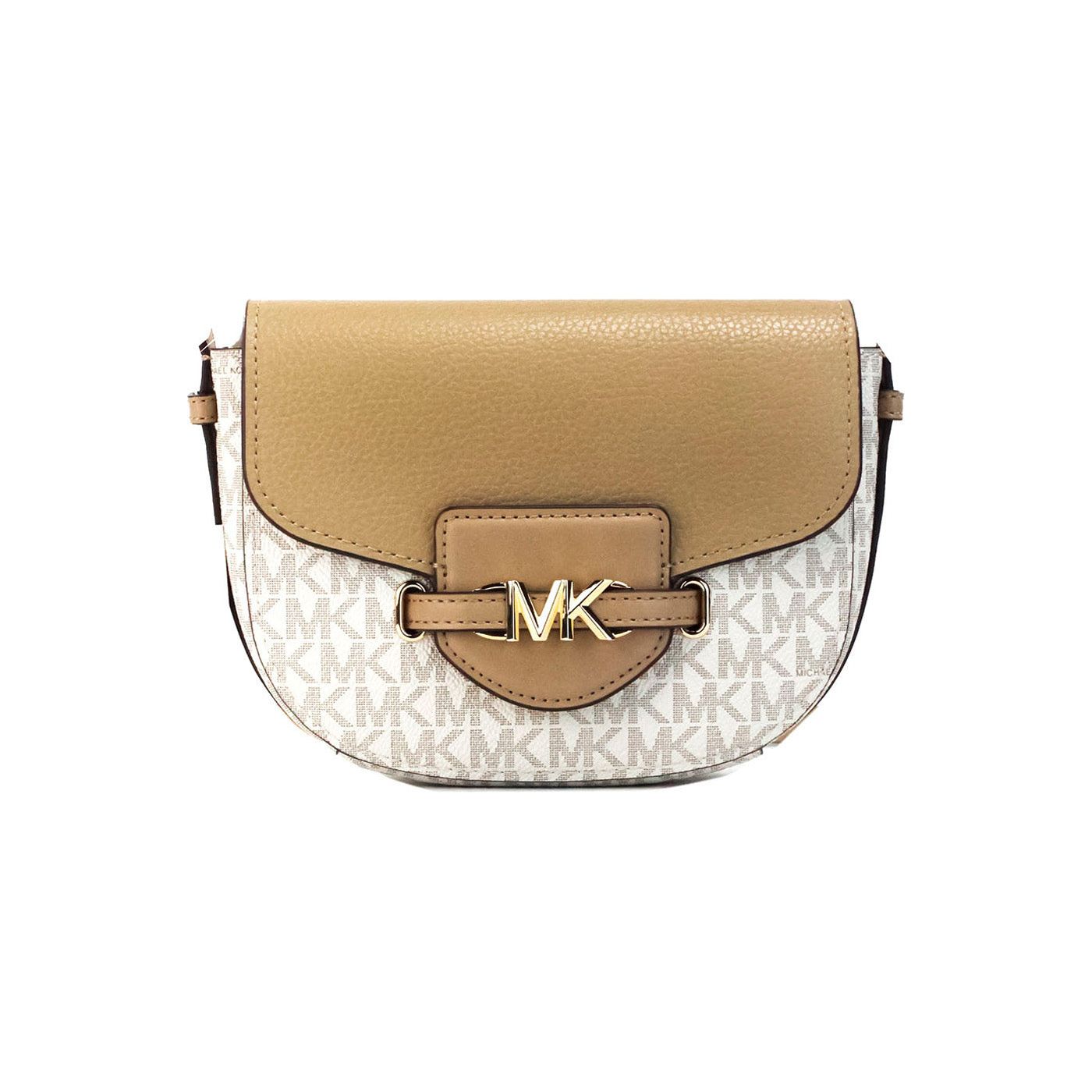 Michael Kors Reed Small Camel Signature PVC Flap Saddle Crossbody Bag Michael Kors