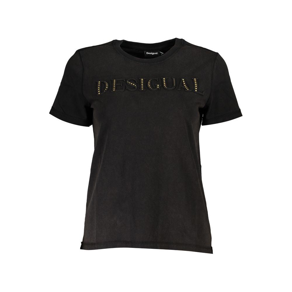 Desigual Elegant Crew Neck Tee with Contrast Details Desigual