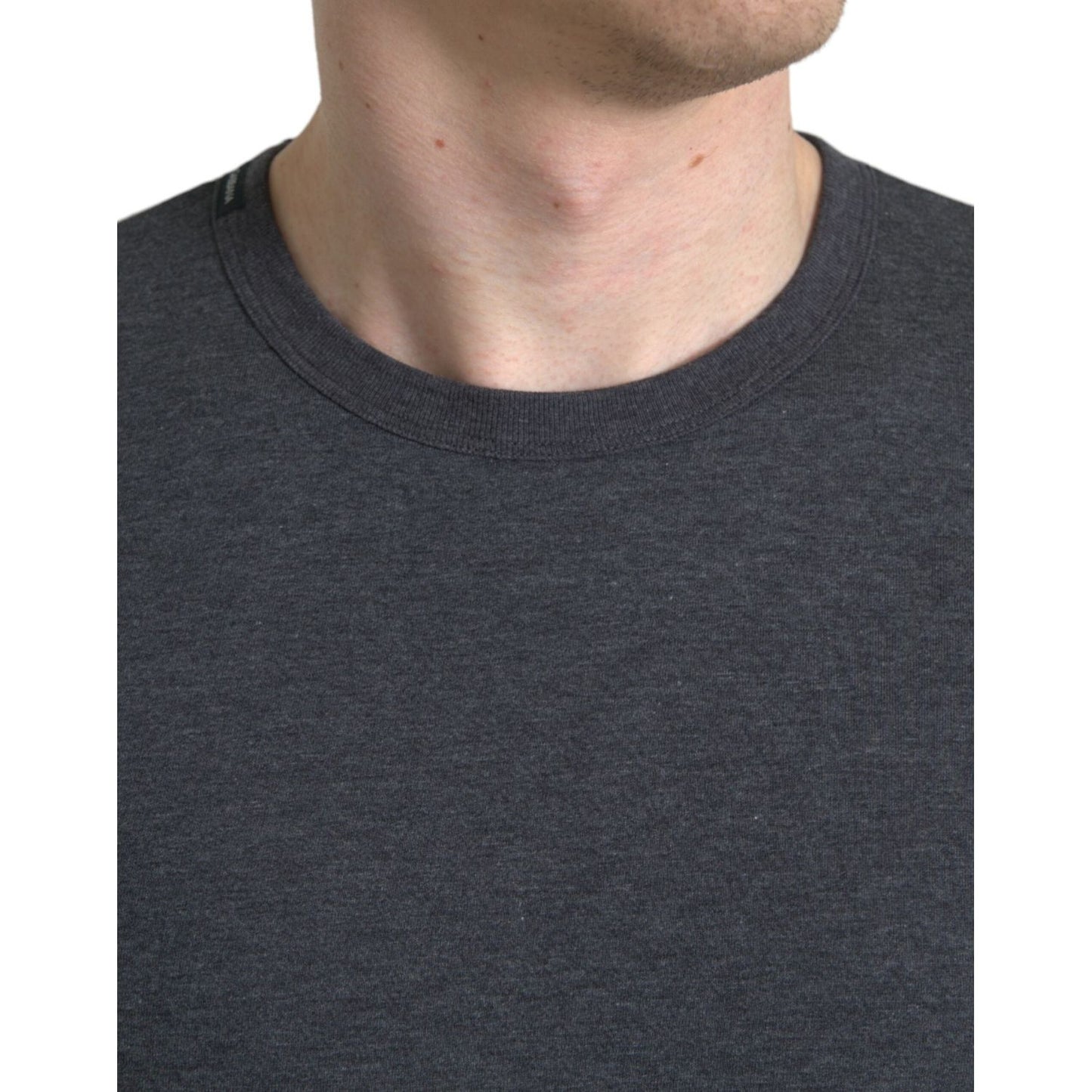 Dolce & Gabbana Elegant Dark Gray Crew Neck Tee Dolce & Gabbana