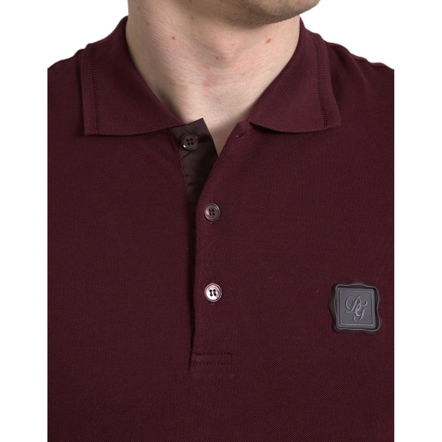 Dolce & Gabbana Elegant Maroon Cotton Blend Polo Tee Dolce & Gabbana