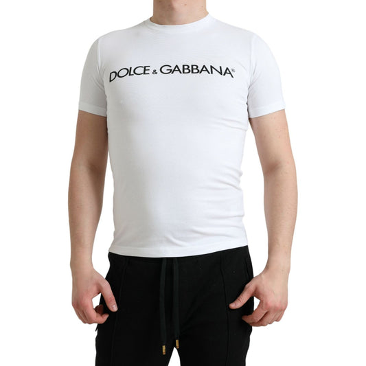 Dolce & Gabbana Elegant White Logo Crewneck Tee Dolce & Gabbana