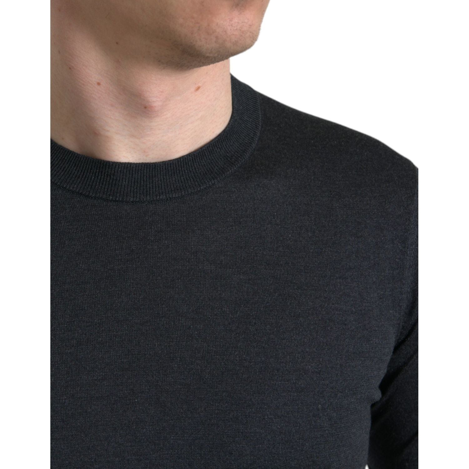 Dolce & Gabbana Elegant Silk Crew Neck Tee in Dark Grey