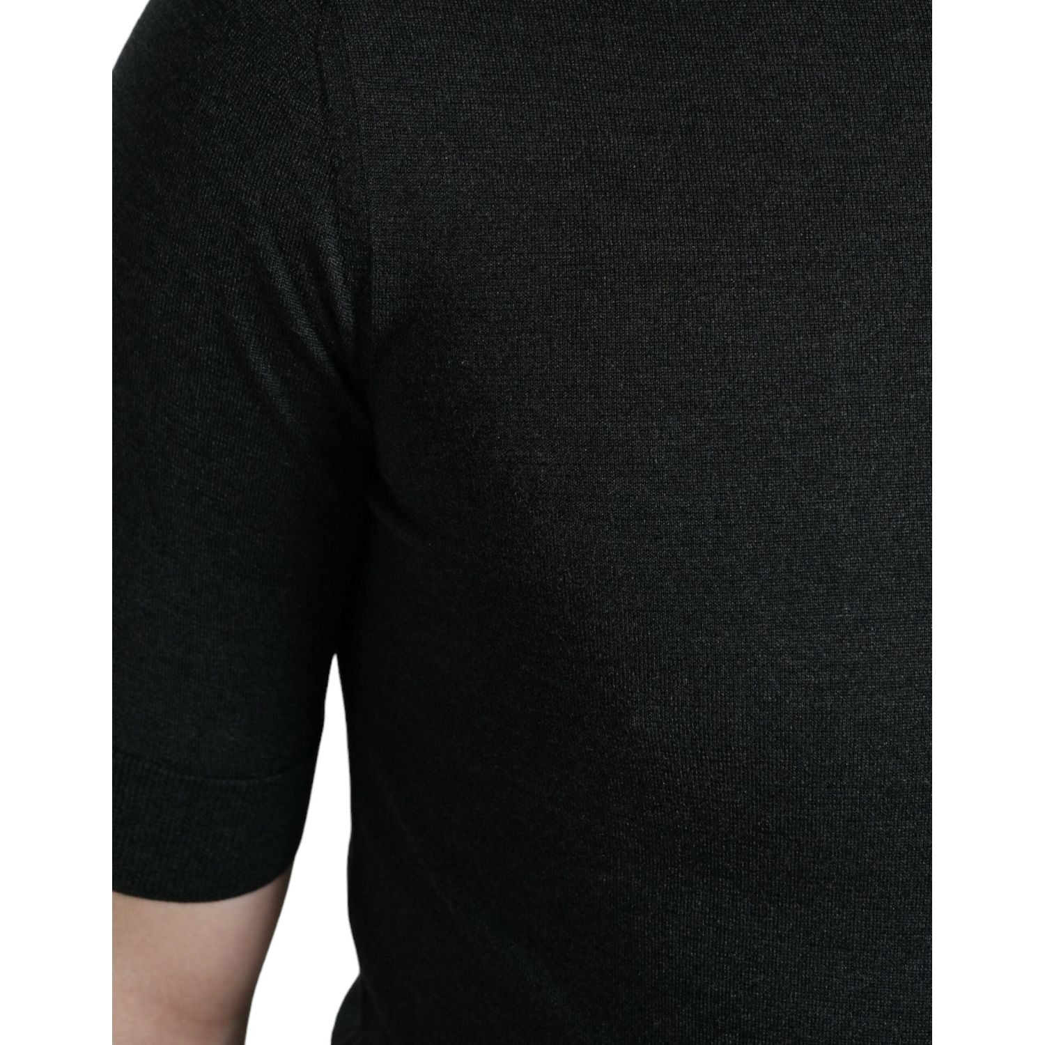 Dolce & Gabbana Elegant Silk Crew Neck Tee in Dark Grey