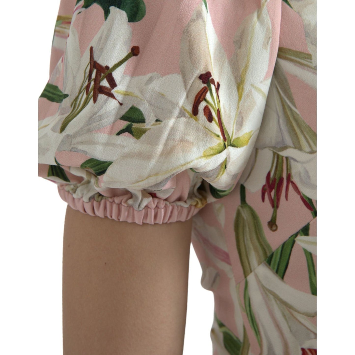 Dolce & Gabbana Elegant Pink Lily Print Sheath Dress Dolce & Gabbana