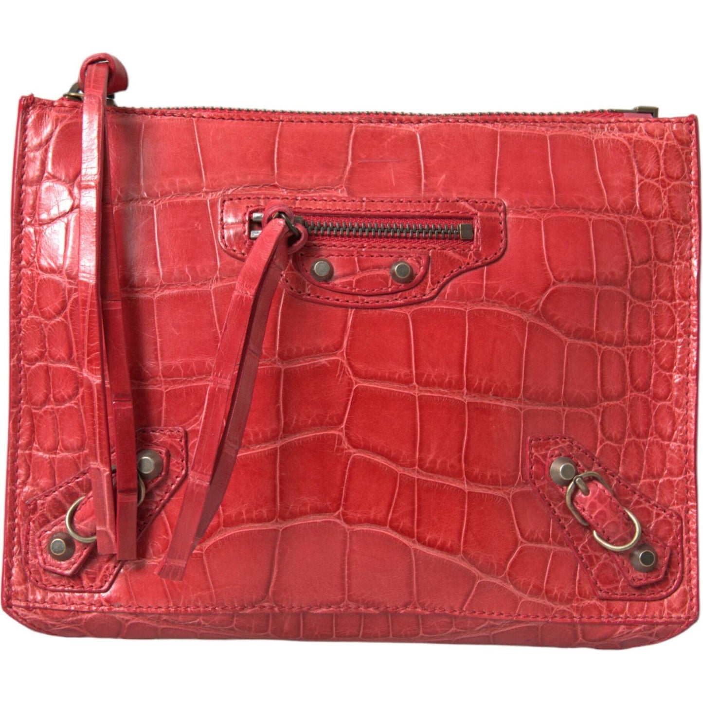 Balenciaga Exotic Red Alligator Leather Clutch Balenciaga