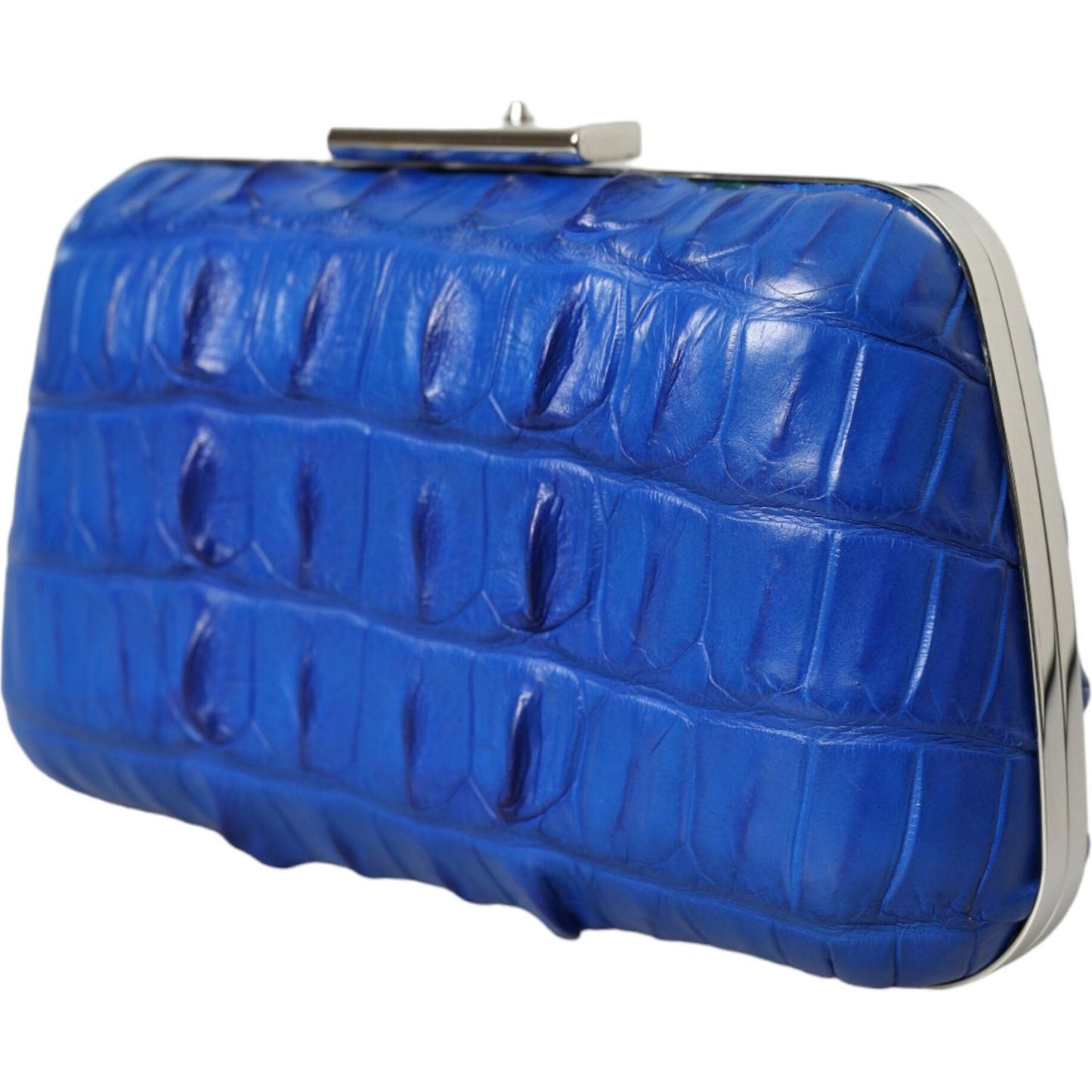 Balenciaga Electric Blue Crocodile Skin Clutch Balenciaga