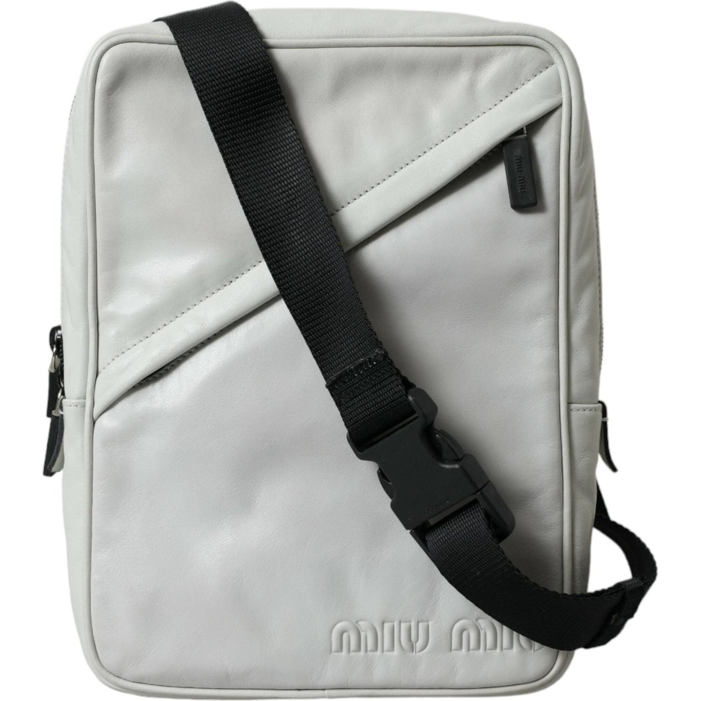 Miu Miu Elegant Black and White Leather Crossbody Bag Miu Miu