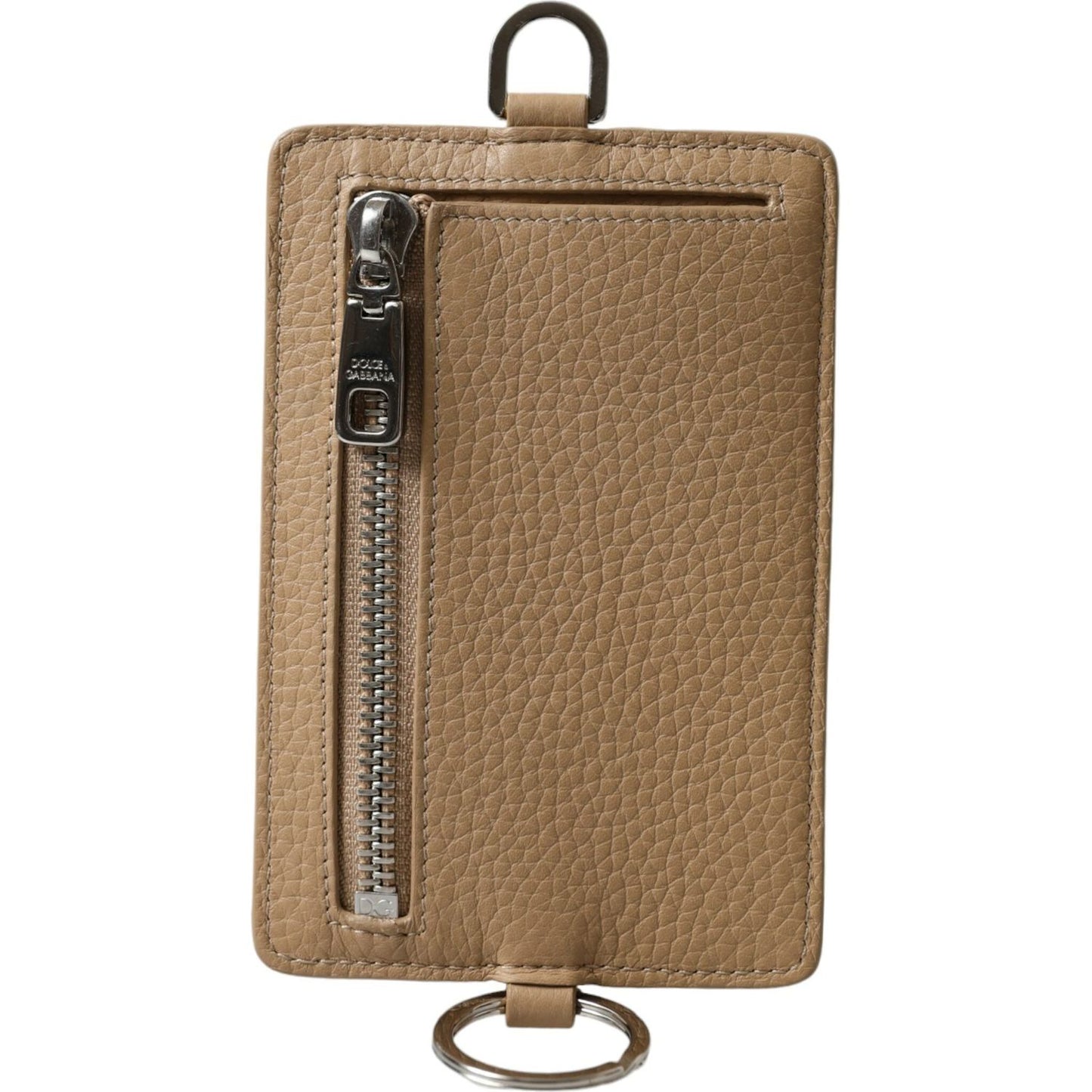 Dolce & Gabbana Beige Calf Leather Lanyard Logo Card Holder Wallet Dolce & Gabbana