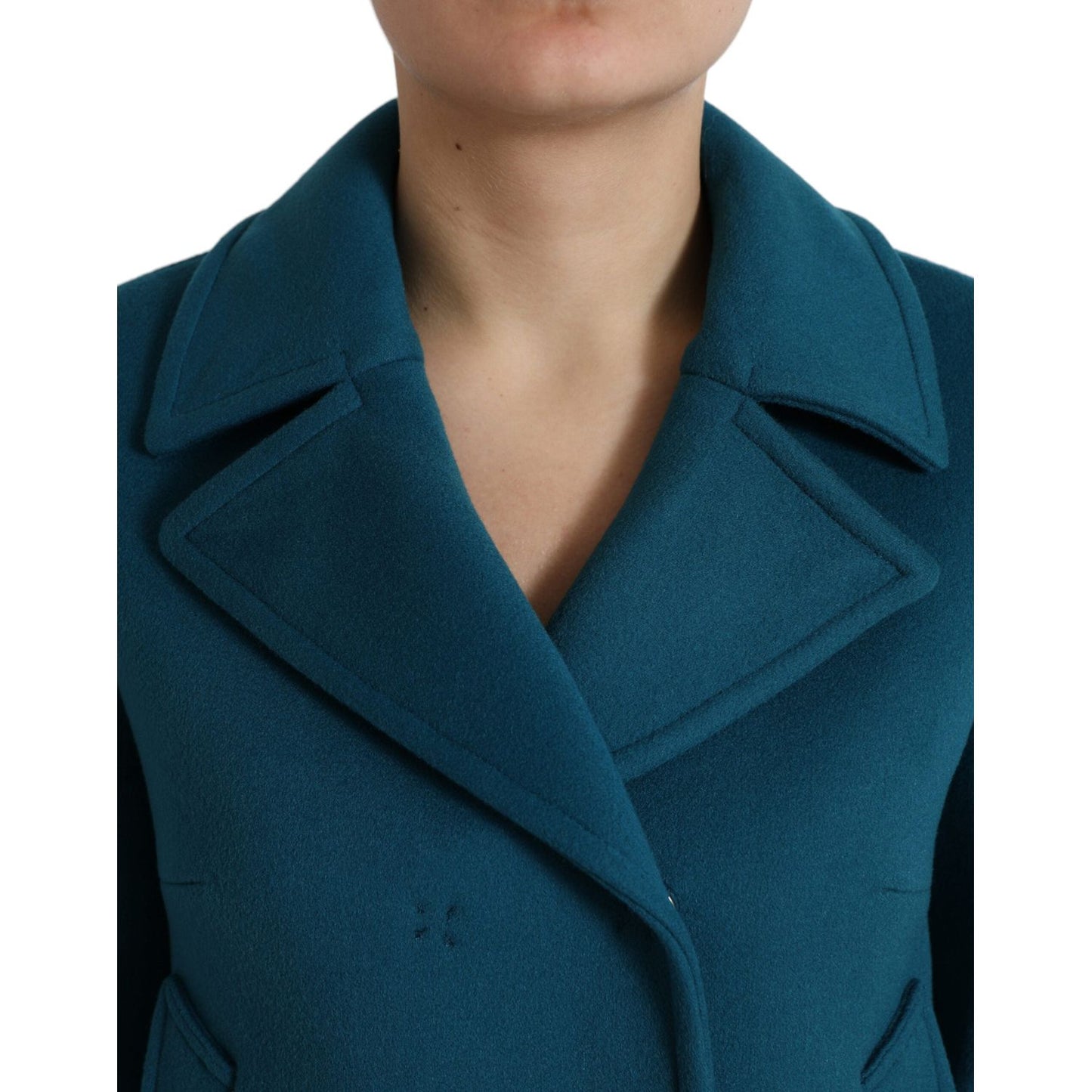 Dolce & Gabbana Blue Trench Wool Cashmere Short Coat Jacket Dolce & Gabbana