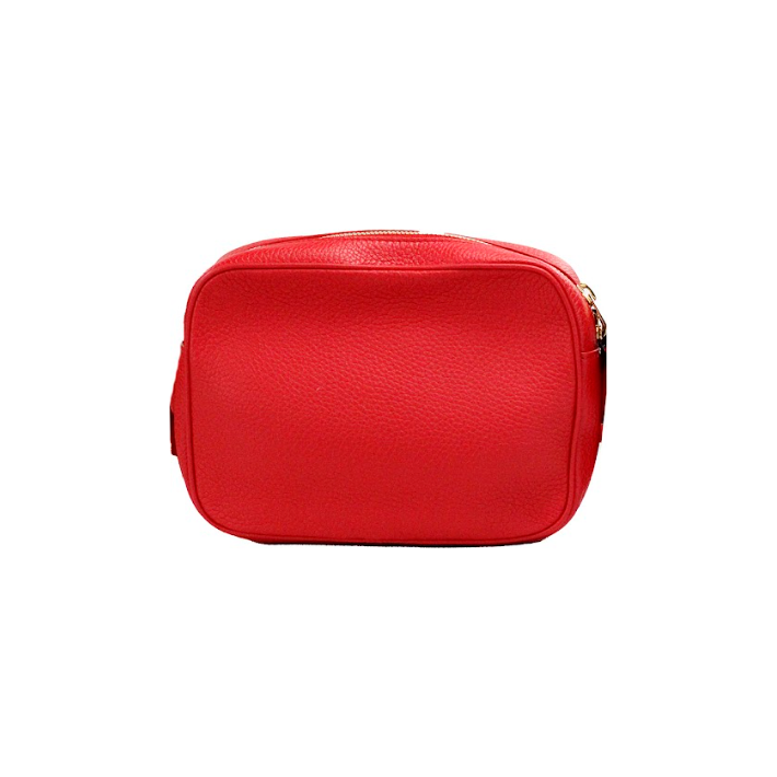 Burberry Small Branded Bright Red Grainy Leather Camera Crossbody Bag