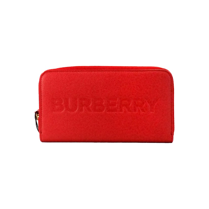 Burberry Elmore Red Embossed Logo Leather Continental Clutch Wallet Burberry