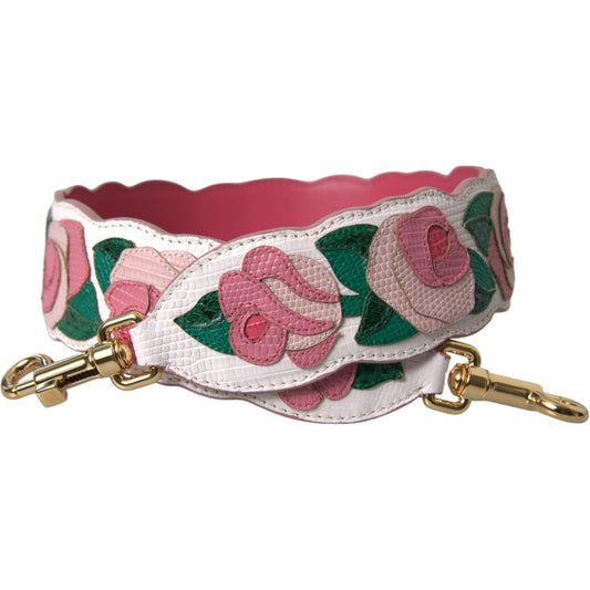 Dolce & Gabbana White Floral Leather Accessory Shoulder Strap Dolce & Gabbana