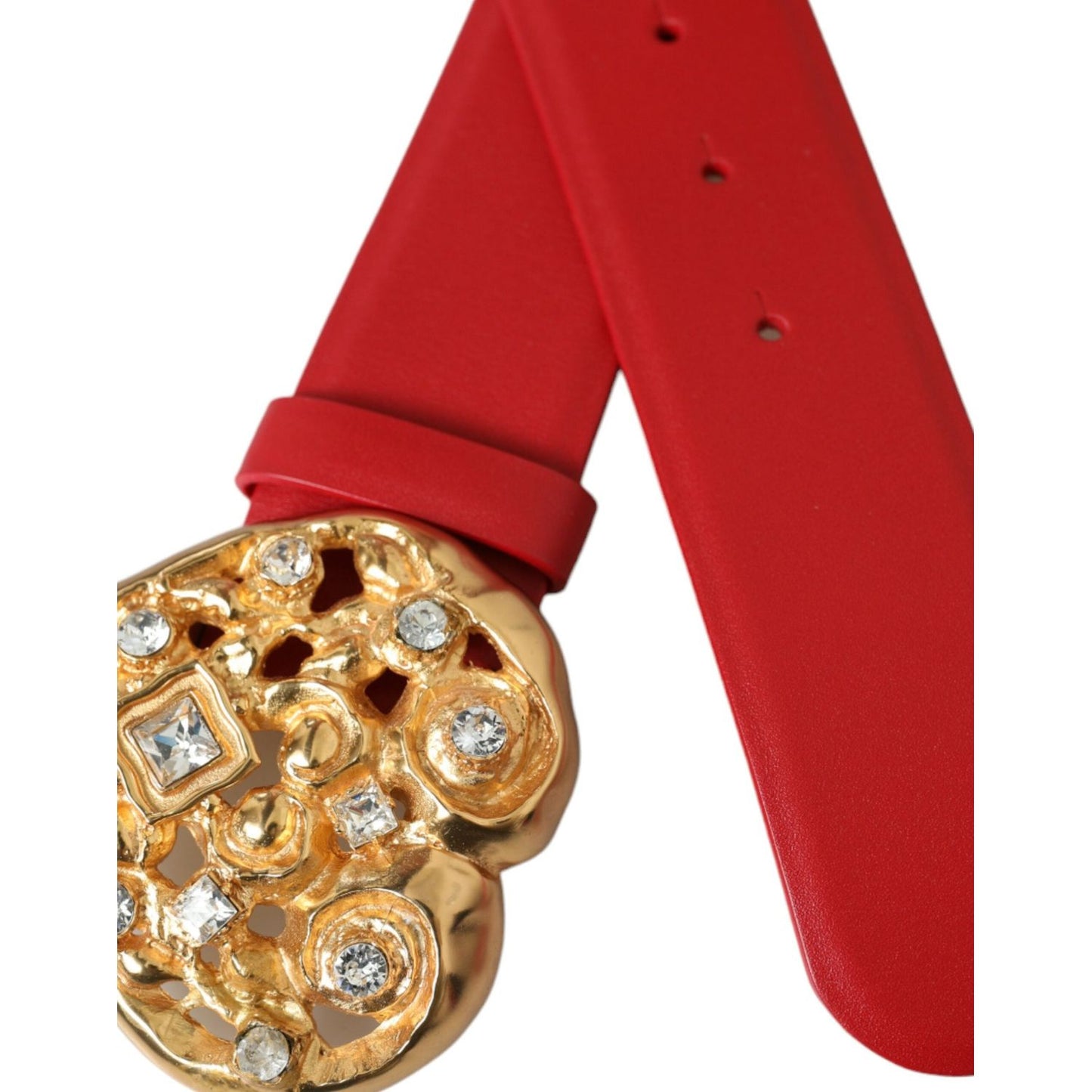 Dolce & Gabbana Red Leather Gold Heart Metal Buckle Belt Dolce & Gabbana