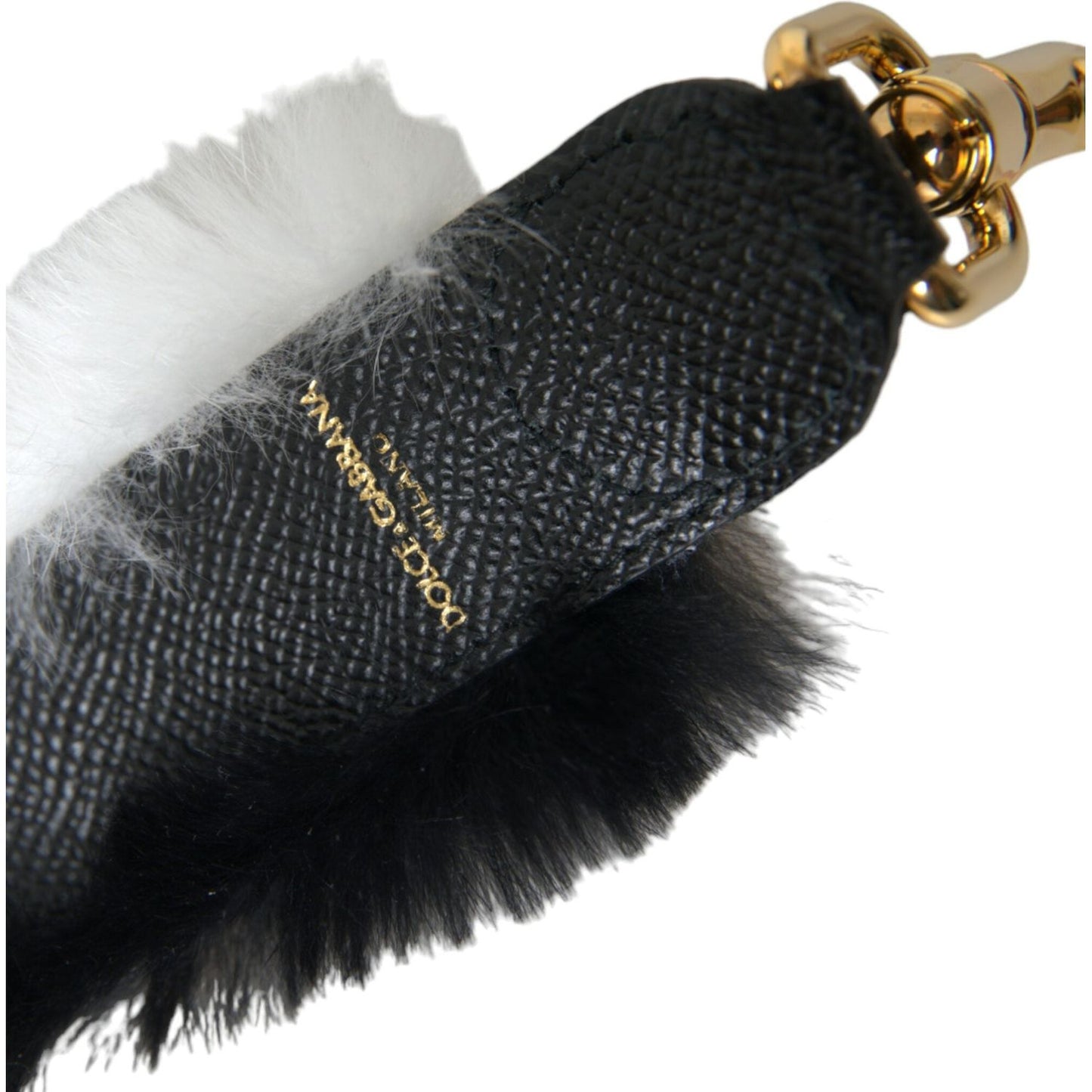 Dolce & Gabbana Black White Lapin Fur Accessory Shoulder Strap Dolce & Gabbana