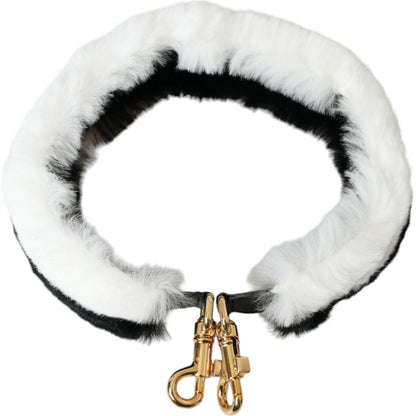 Dolce & Gabbana Black White Lapin Fur Accessory Shoulder Strap Dolce & Gabbana