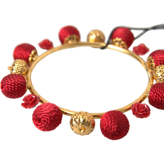 Dolce & Gabbana Gold Brass Red RUNWAY Sicilia Natale Roses Bracelet Bracelet Dolce & Gabbana