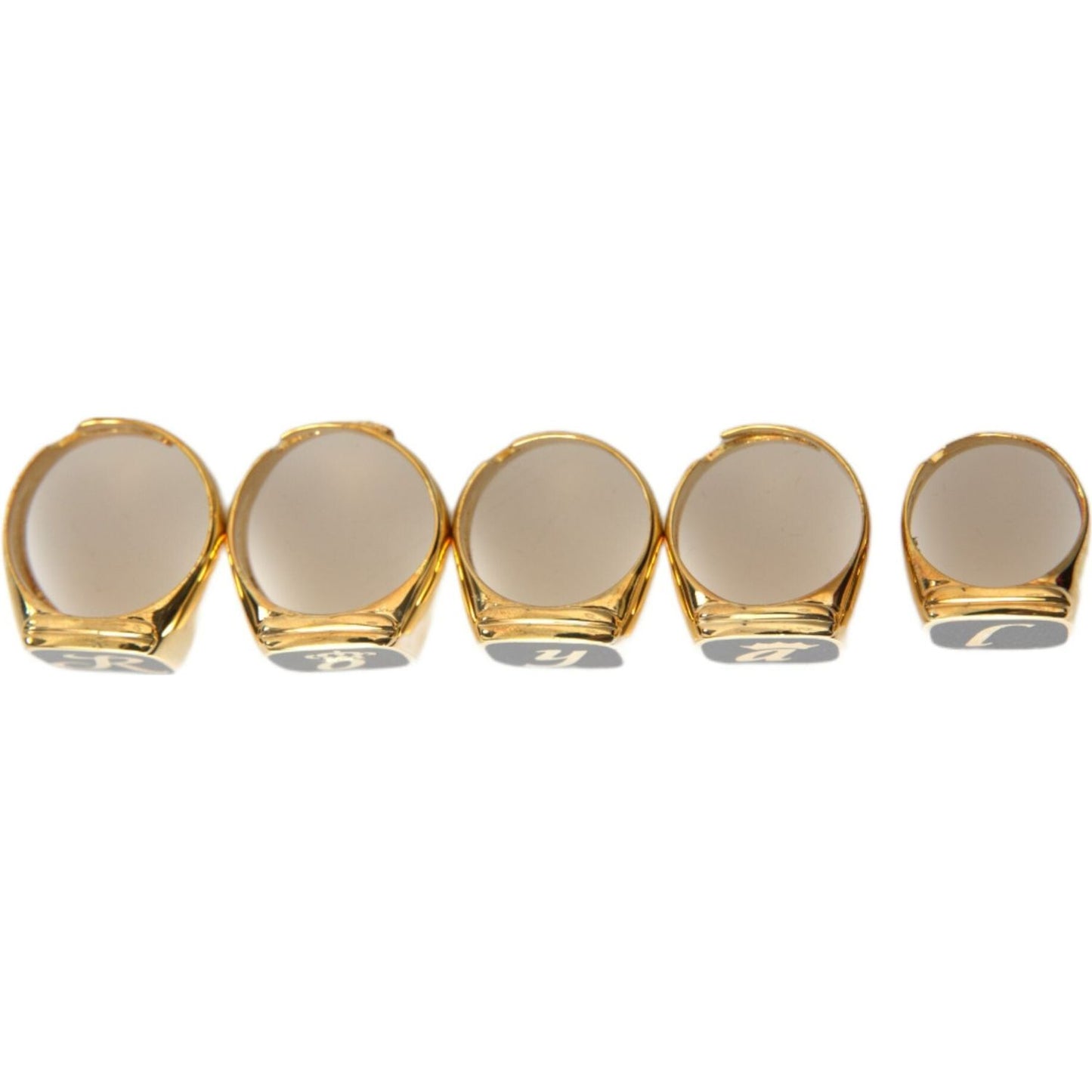 Dolce & Gabbana Gold Brass ROYAL Enamel Set of 5 Ring Dolce & Gabbana