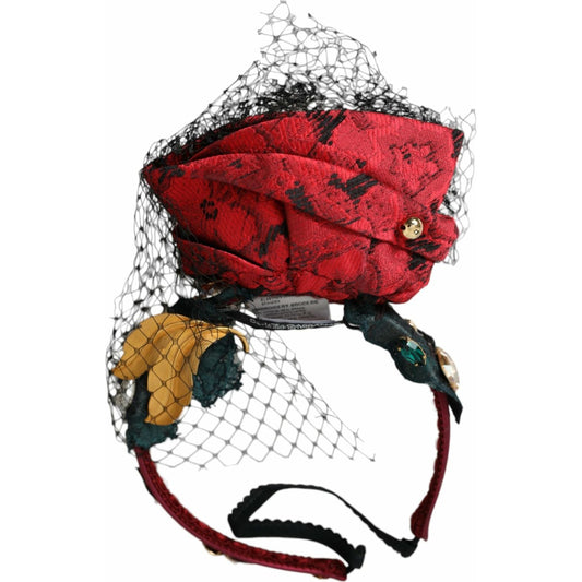 Dolce & Gabbana Multicolor Rose Silk Crystal Netted Logo Headband Diadem Dolce & Gabbana