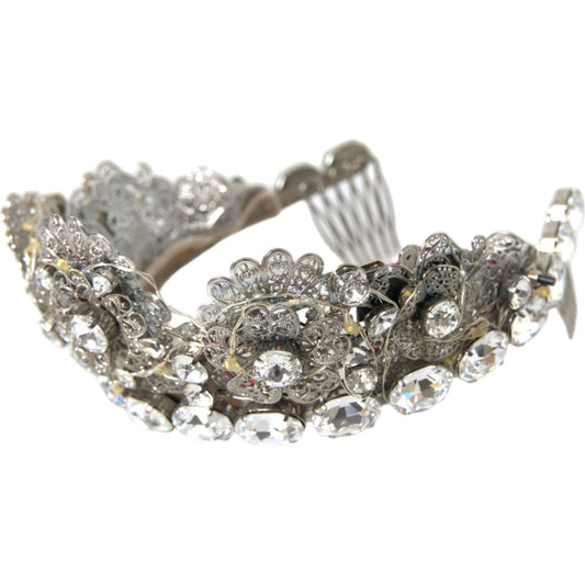 Dolce & Gabbana Silver Brass STRASS Crystal Crown Tiara LED Diadem