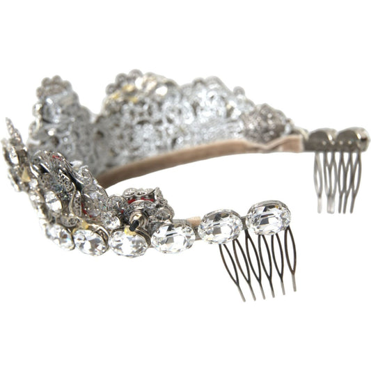 Dolce & Gabbana Silver Brass STRASS Crystal Crown Tiara LED Diadem