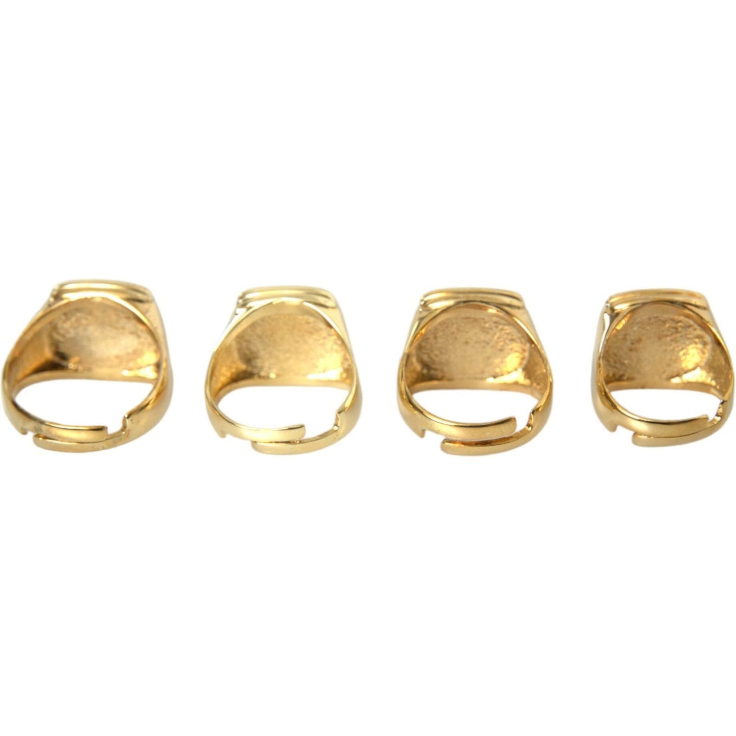 Dolce & Gabbana Gold Brass KING Enamel Set of 4 Ring Dolce & Gabbana