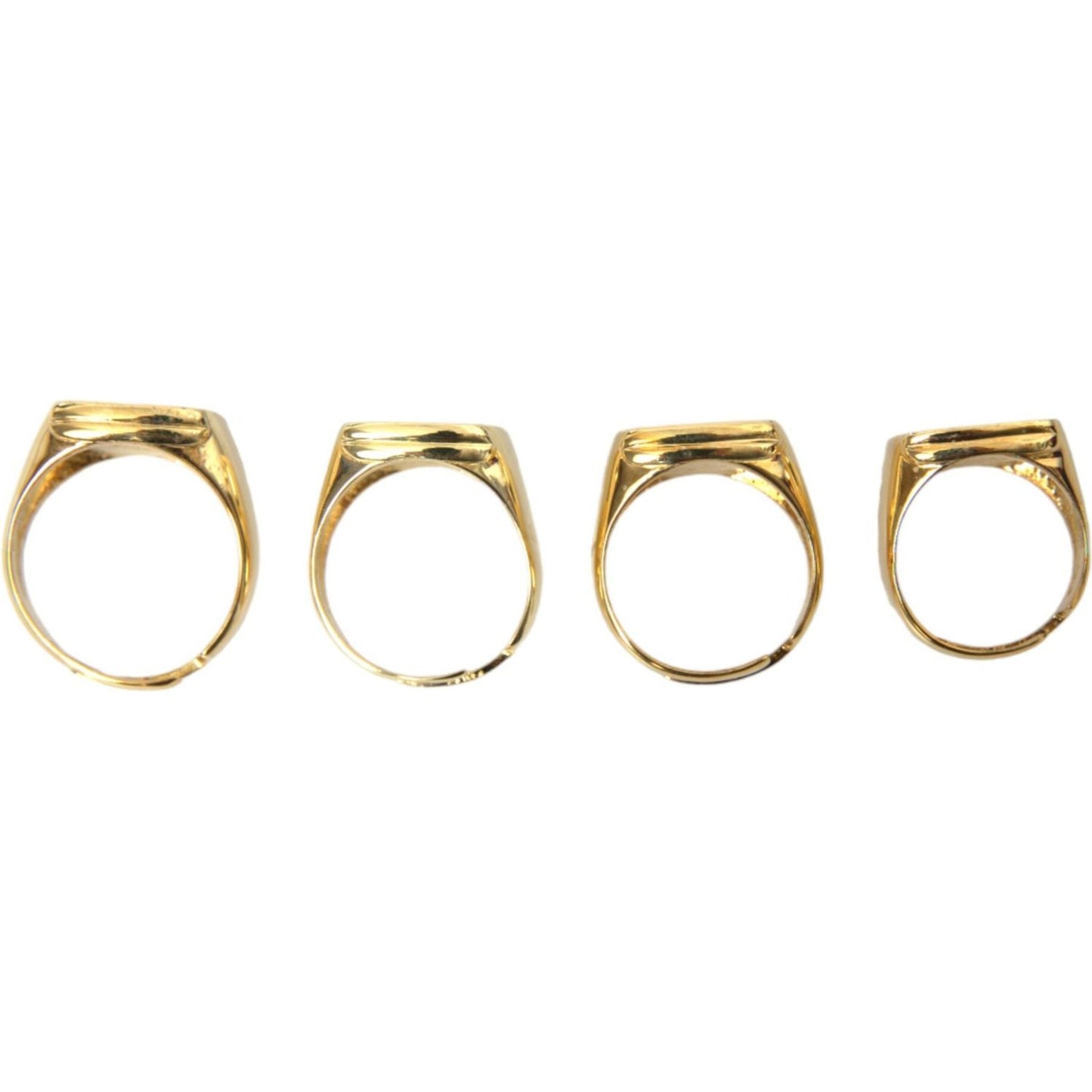 Dolce & Gabbana Gold Brass KING Enamel Set of 4 Ring Dolce & Gabbana