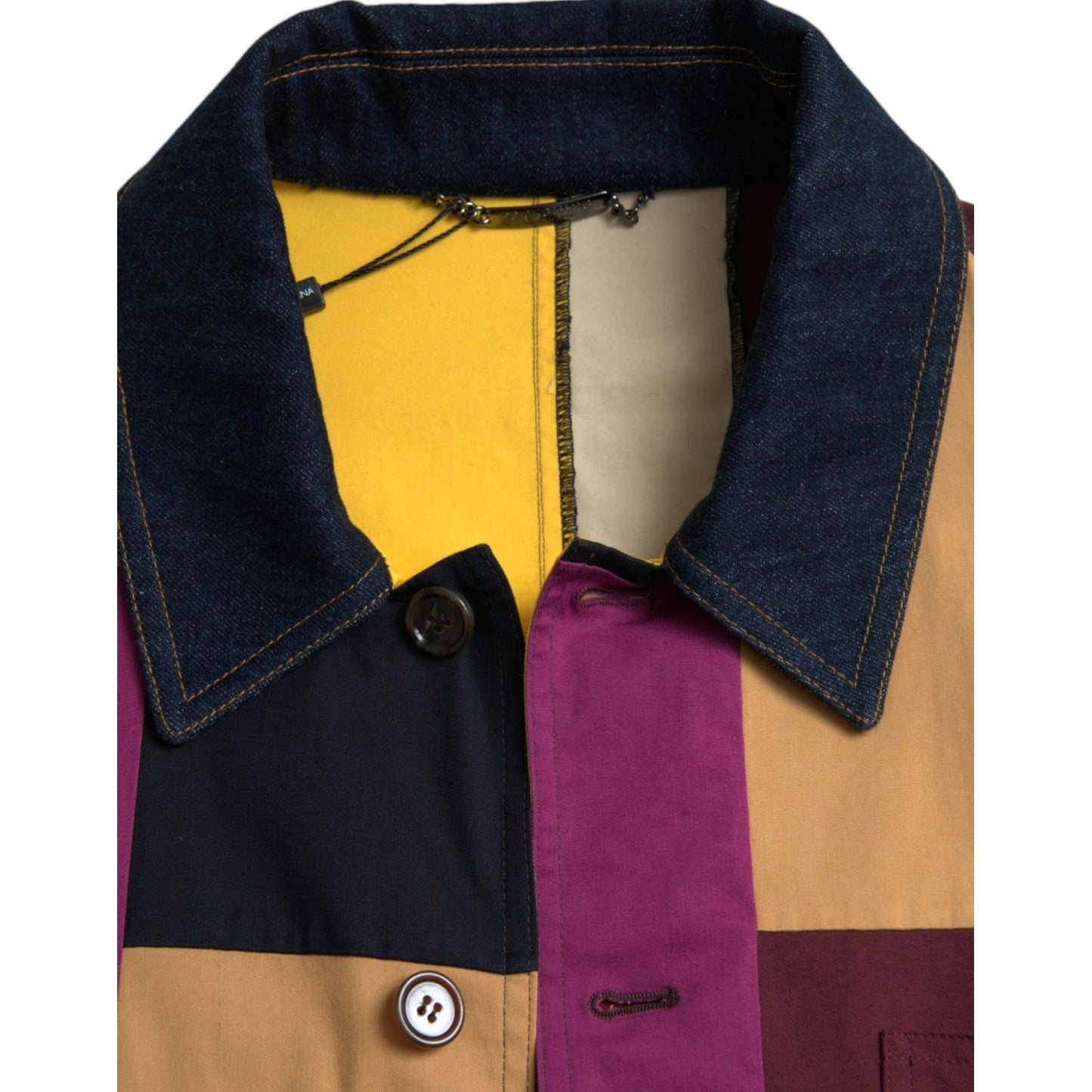 Dolce & Gabbana Multicolor Patchwork Cotton Collared Jacket Dolce & Gabbana